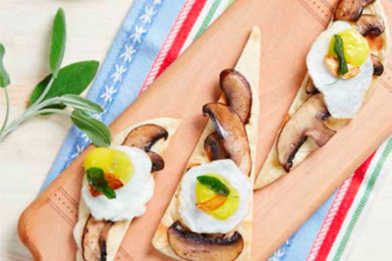 Mushroom & Quali Egg Bruschetta