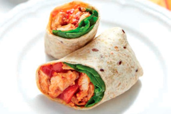 Spicy Chicken Tomato Wrap with Cucumber Raita