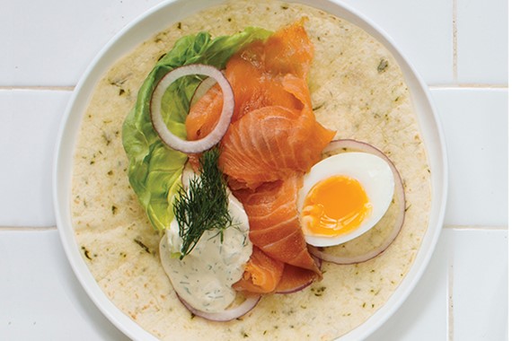 Smoked Salmon & Egg Wrap with Mustard-Dill Mayonnaise