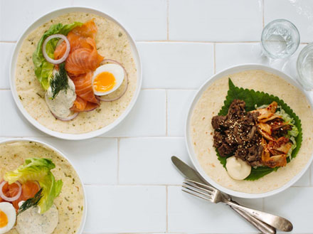 Beef bulgogi and kimchi wrap