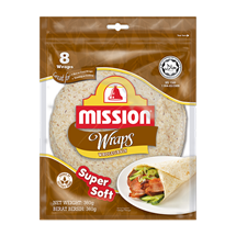 Mission Supersoft Wholegrain Wraps 8” 8ct