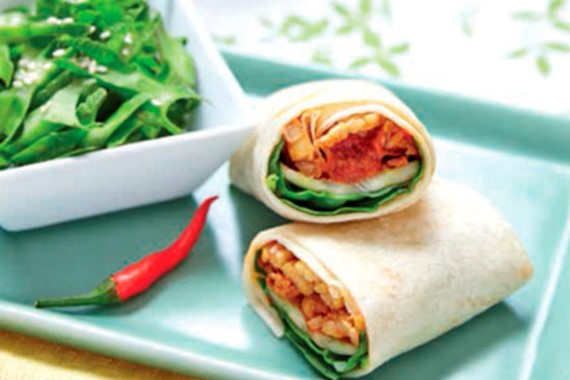 Sambal Tempeh Wrap with Four Angle Bean Salad