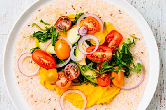 Roast Carrot Hummus Wrap