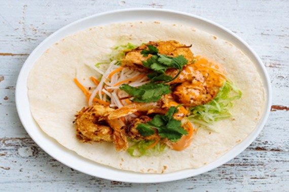 Coconut Prawn Wrap with Spicy Tamarind Mayonnaise